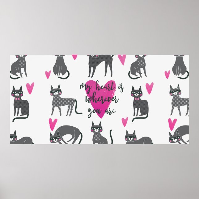 Póster Ilustracion de gato bonito. Letras de amor (Frente)