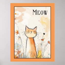 Póster Ilustracion de gato de Naranja adorable