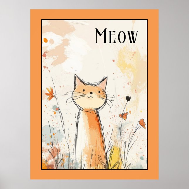 Póster Ilustracion de gato de Naranja adorable (Frente)
