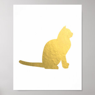 Póster Ilustracion de gato de oro falso textura de oro an