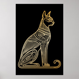 Póster Ilustración de gato dorado para amantes de los gat