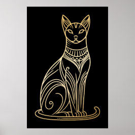 Póster Ilustración de gato dorado para amantes de los gat