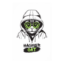Ilustración de gato hacker adorable – Regalo de ci