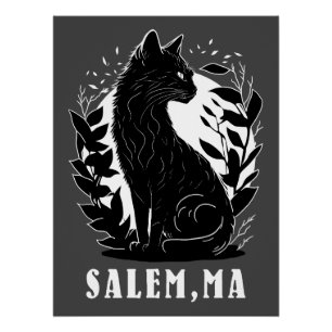 Póster Ilustracion de gato negro Salem