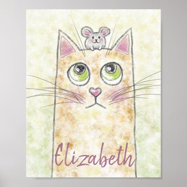Póster Ilustración de Gato y Ratón (Frente)
