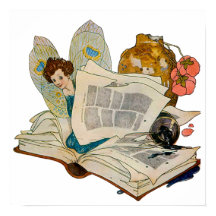 Ilustración de hada gusano de libro vintage