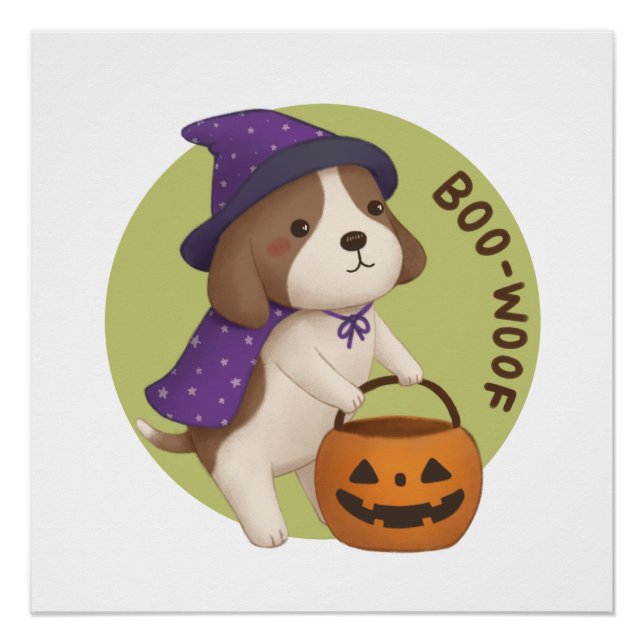 Póster Ilustración de Halloween: Boo-Woof (Beagle) (Anverso)