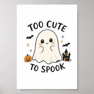Póster Ilustración de Halloween de Fantasma Demasiado Lin
