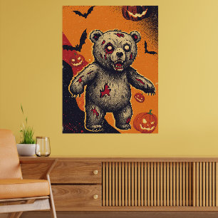 Póster Ilustración de Halloween de osito de peluche espel