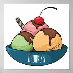 Póster Ilustracion de helado personalizado