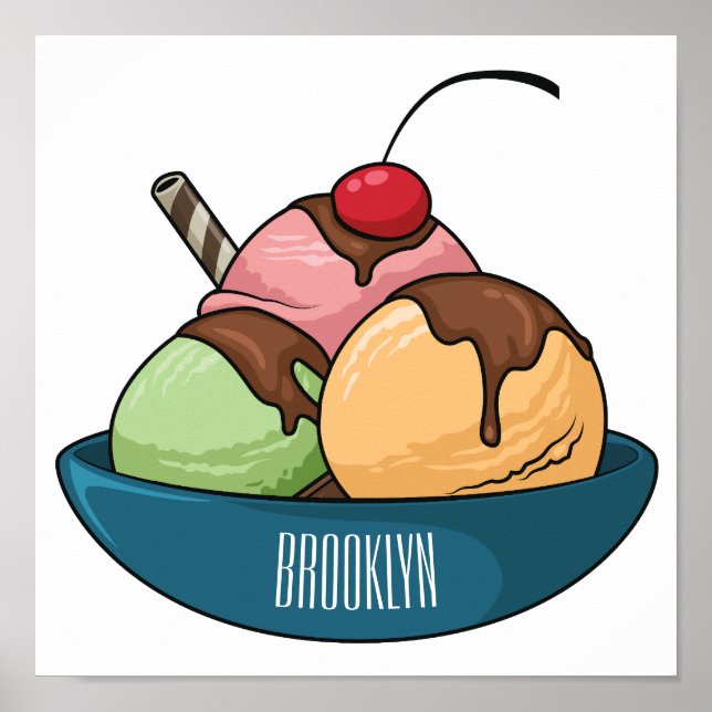Póster Ilustracion de helado personalizado (Frente)