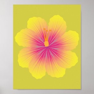 Póster Ilustración de Hibisco Amarillo