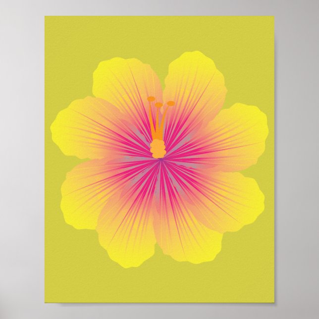 Póster Ilustración de Hibisco Amarillo (Frente)