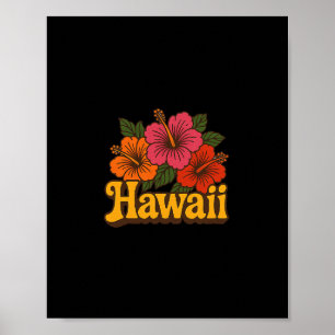 Póster Ilustración de Hibisco Hawaiano Vacaciones Hawaian