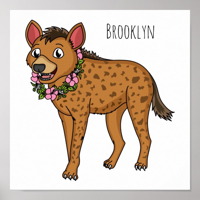 Póster Ilustracion de hiena y flores personalizado (Frente)