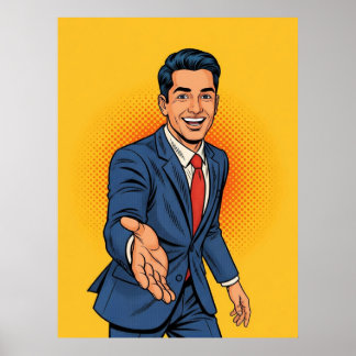 Póster Ilustración de hombre de negocios amigable
