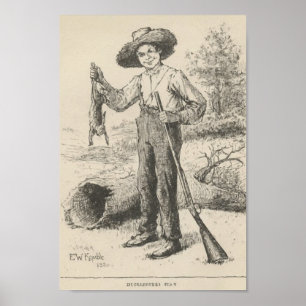Póster Ilustracion de Huckleberry Finn