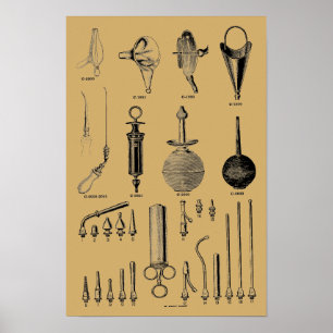Póster Ilustracion de instrumentos quirúrgicos de Médicas