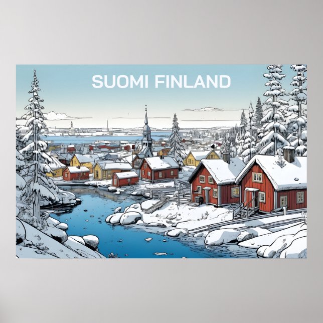 Póster Ilustracion de invierno de Finlandia (Frente)