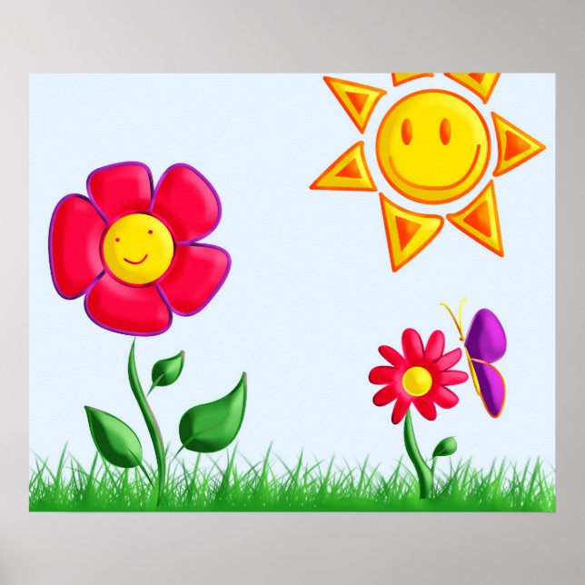 Póster Ilustración de jardín soleado (Frente)