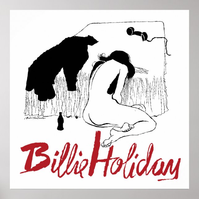 Póster Ilustracion de Jazz Billie Holiday Vintage (Frente)