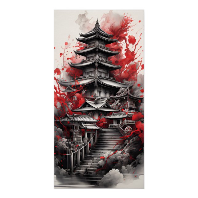 Póster Ilustracion De La Arquitectura Tradicional Japones (Anverso)
