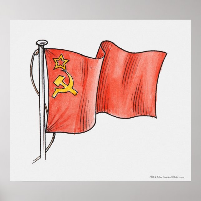 Póster Ilustracion de la bandera soviética (Frente)