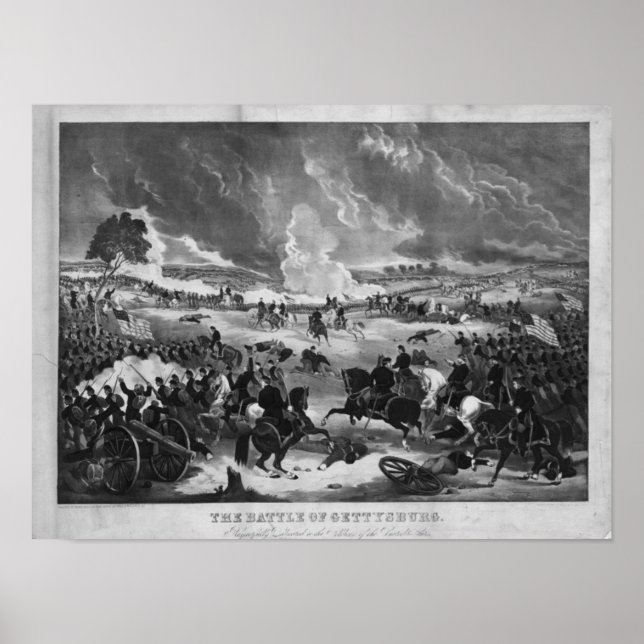 Póster Ilustracion de la batalla de Gettysburg (Frente)