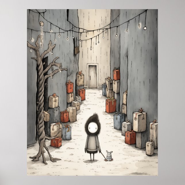 Póster Ilustracion de la callejuela de regalo (Frente)