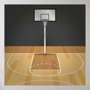 Póster Ilustracion de la cancha de baloncesto