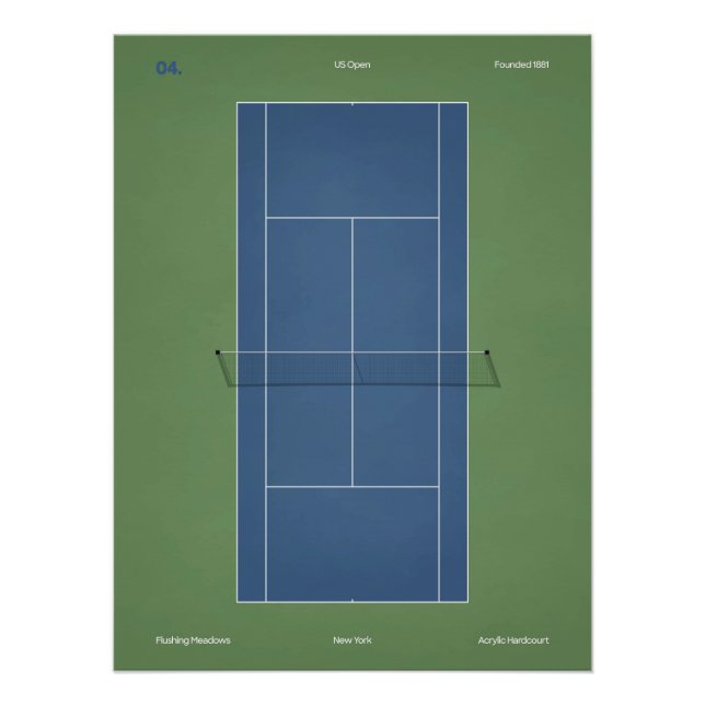 Póster Ilustración de la cancha de tenis del US Open (Anverso)