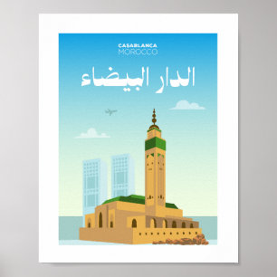Póster Ilustración de la ciudad de Casablanca Marruecos