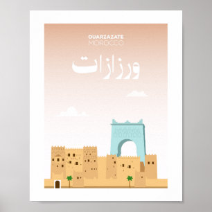Póster Ilustración de la ciudad de Ouarzazate Marruecos