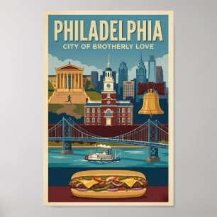 Póster Ilustración de la cultura de Filadelfia, Pensilvan