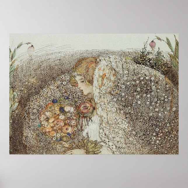 Póster Ilustracion de la época Annie French "La novia" (Frente)