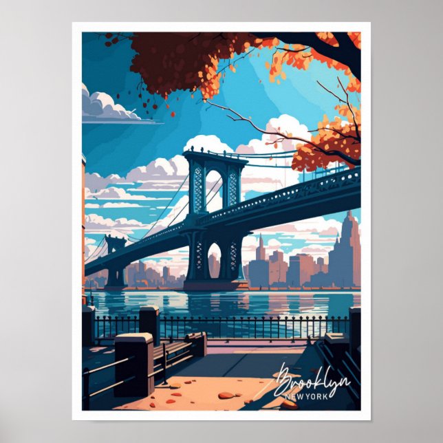 Póster Ilustracion de la época de viajes de Brooklyn New  (Frente)