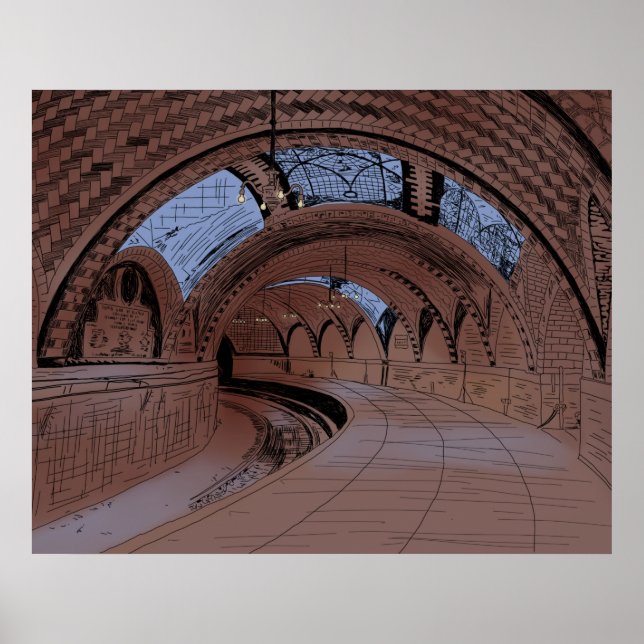 Póster Ilustración de la estación de metro abandonada de  (Frente)