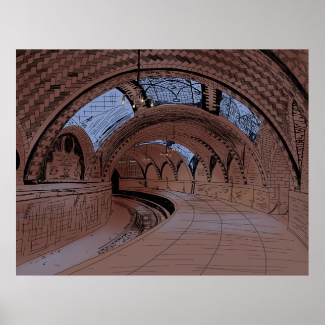 Póster Ilustración de la estación de metro abandonada de  (Frente)