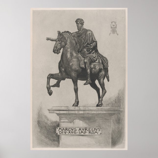 Póster Ilustracion de la estatua de Marcus Aurelius (1889 (Frente)