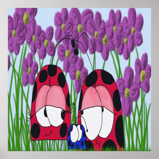 Póster Ilustracion de la familia Cute Ladybug (Frente)