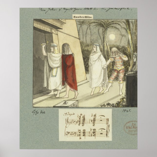 Póster Ilustracion de 'La flauta mágica' de Mozart, 1845 (Frente)