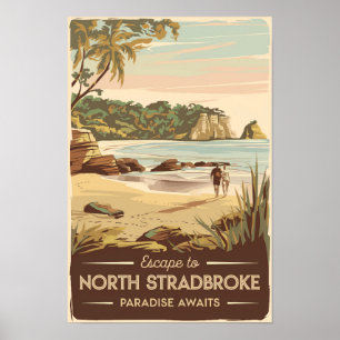 Póster Ilustración de la isla North Stradbroke Australia
