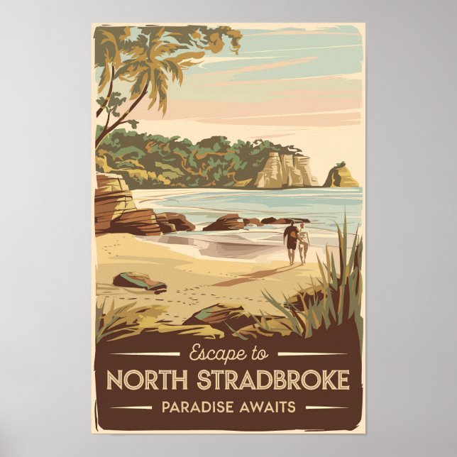 Póster Ilustración de la isla North Stradbroke Australia (Frente)