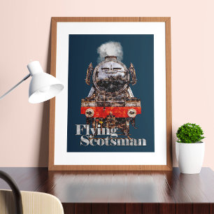 Póster Ilustración de la locomotora de vapor Flying Scots