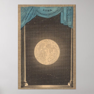 Póster Ilustracion de la luna de época