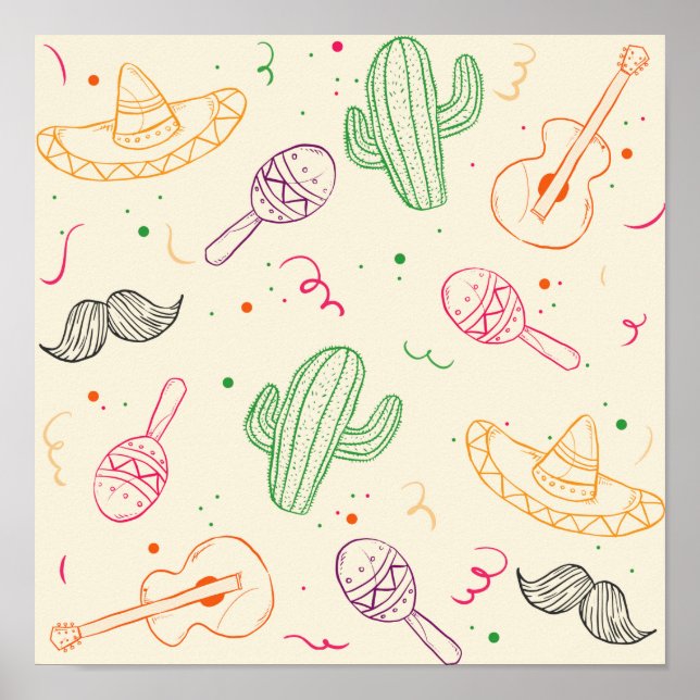 Póster Ilustracion De La Mano Del Cinco De Mayo (Frente)