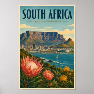 Póster Ilustración de la Montaña de la Mesa de Sudáfrica