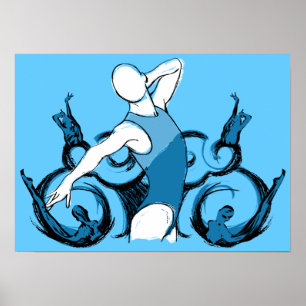 Póster Ilustracion de la natación de Synch