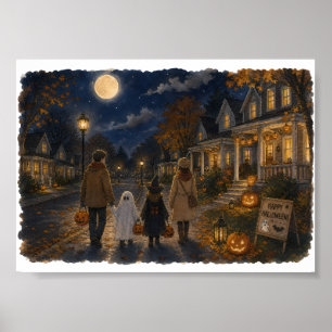 Póster Ilustración de la noche de Halloween para ir de ca