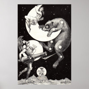 Póster Ilustración de la Noche del Dios del Universo de l